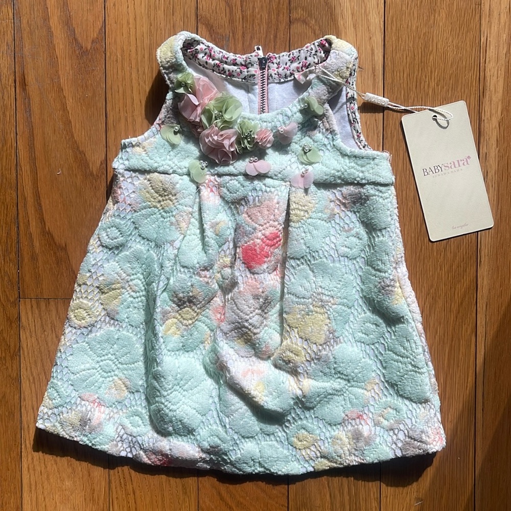 BABYSARA GIRLS FLORAL DRESS SIZE 12 MONTHS NEW WITH TAGS